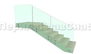 Ограждение для лестницы на несущем стекле с точечным креплением в торец для крыльца в Санкт-Петербурге. Готовые проекты ПерилаГлавСнаб Ограждение для лестницы на несущем стекле с точечным креплением в торец для крыльца в Санкт-Петербурге. Готовые проекты ПерилаГлавСнаб