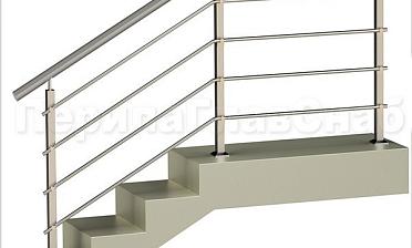 Четыре ригеля на держателях, круглый поручень и квадратные стойки купить в Санкт-Петербурге