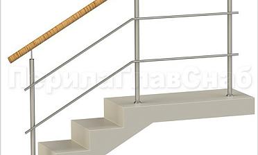 Два ригеля на сварке, круглый пластиковый поручень и круглые стойки купить в Санкт-Петербурге