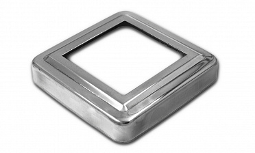 Низ стойки фигурный под трубу 50х50 мм, 83х83х0.5 мм, высота 17 мм, полированный (AISI 304) k375 купить в Санкт-Петербурге Низ стойки фигурный под трубу 50х50 мм, 83х83х0.5 мм, высота 17 мм, полированный (AISI 304) k375 купить в Санкт-Петербурге