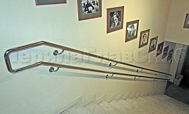 Двойной пристенный поручень из нержавейки купить в Санкт-Петербурге