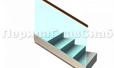 Ограждение с деревянным поручнем на профиле на лестнице купить в Санкт-Петербурге