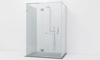 Комплект фурнитуры для душевой перегородки возле стены с дверью и глухими стеклами t571-1 в Санкт-Петербурге. Готовые проекты ПерилаГлавСнаб
