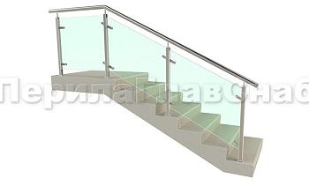 Ограждение лестницы с квадратными стойками и пластинчатыми стеклодержателями в Санкт-Петербурге. Готовые проекты ПерилаГлавСнаб Ограждение лестницы с квадратными стойками и пластинчатыми стеклодержателями в Санкт-Петербурге. Готовые проекты ПерилаГлавСнаб