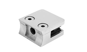 Стеклодержатель литой квадратный с вставками под стекло 8-10 мм (4+4 мм), на стойку Ø38.1 мм, 41х22х42, полированный, (AISI 304) k004-10 купить в Санкт-Петербурге