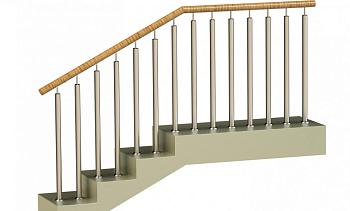 Ограждения с двумя стойками в каждую ступень с пластиковым поручнем и без ригелей в Санкт-Петербурге. Готовые проекты ПерилаГлавСнаб