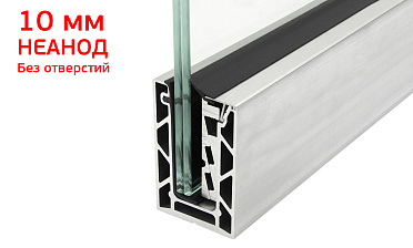 Комплект профиля зажимного для стекла 10мм и 5+5 , без отверстий, НЕАНОД. алюминий 100х60мм, т100-4-10  купить в Санкт-Петербурге