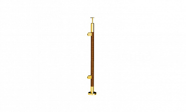 Готовая стойка Ø38,1х950 мм деревянная, со вставками из нержавеющей стали под золото 2х100 мм с 2 стеклодержателями k741-2-L-G купить в Санкт-Петербурге Готовая стойка Ø38,1х950 мм деревянная, со вставками из нержавеющей стали под золото 2х100 мм с 2 стеклодержателями k741-2-L-G купить в Санкт-Петербурге