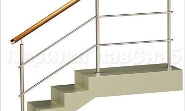 Два ригеля на держателях, круглый деревянный поручень и круглые стойки купить в Санкт-Петербурге