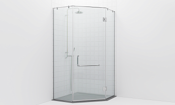 Комплект фурнитуры для трапециевидной душевой перегородки на профиле с угловой штангой t553-1 в Санкт-Петербурге. Готовые проекты ПерилаГлавСнаб