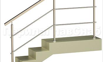 Два ригеля на держателях, квадратный поручень и круглые стойки в Санкт-Петербурге. Готовые проекты ПерилаГлавСнаб