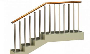 Ограждения с двумя стойками в каждую ступень с деревянным поручнем и без ригелей в Санкт-Петербурге. Готовые проекты ПерилаГлавСнаб