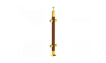 Готовая стойка 40х40х950 мм, деревянная, со вставками из нержавеющей стали 2х100 мм с 4 зажимными стеклодержателями, под золото k740-3-G купить в Санкт-Петербурге Готовая стойка 40х40х950 мм, деревянная, со вставками из нержавеющей стали 2х100 мм с 4 зажимными стеклодержателями, под золото k740-3-G купить в Санкт-Петербурге