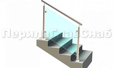 Ограждение лестницы с квадратным поручнем с зажимными стеклодержателями и квадратными стойками купить в Санкт-Петербурге