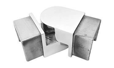 Отвод для поручня с пазом 40х40 мм, шарнирный, полир., (AISI 304) k546-2 купить в Санкт-Петербурге