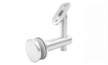 Выносной держатель поручня на стекло 8-20 мм, регулируемый, с ложементом, шлифованный, (AISI 304) k241 купить в Санкт-Петербурге