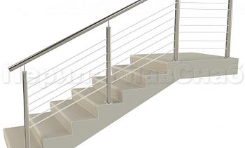 Ограждения из нержавейки. Заполнение из 7ми тросиков + декоративные наконечники в Санкт-Петербурге. Готовые проекты ПерилаГлавСнаб