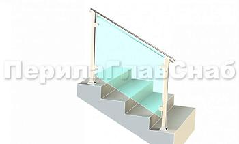 Ограждения для лестницы с поручнем на выносе с зажимными стеклодержателями и квадратными стойками в Санкт-Петербурге. Готовые проекты ПерилаГлавСнаб