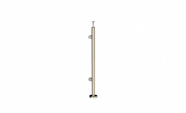 Стойка круглая Ø38.1: 2 штамп. зажимных стеклодержателя, полированная, высота 950 мм (AISI 201) k726-L Стойка круглая Ø38.1: 2 штамп. зажимных стеклодержателя, полированная, высота 950 мм (AISI 201) k726-L