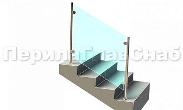 Ограждения лестницы без поручня с зажимными стеклодержателями и стойками купить в Санкт-Петербурге