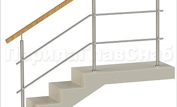 Два ригеля на держателях, квадратный деревянный поручень и круглые стойки в Санкт-Петербурге. Готовые проекты ПерилаГлавСнаб