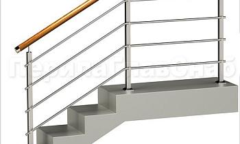 Четыре ригеля на держателях, круглый деревянный поручень и квадратные стойки в Санкт-Петербурге. Готовые проекты ПерилаГлавСнаб Четыре ригеля на держателях, круглый деревянный поручень и квадратные стойки в Санкт-Петербурге. Готовые проекты ПерилаГлавСнаб