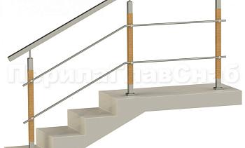 Два ригеля на держателях, квадратный поручень и квадратные деревянные стойки в Санкт-Петербурге. Готовые проекты ПерилаГлавСнаб