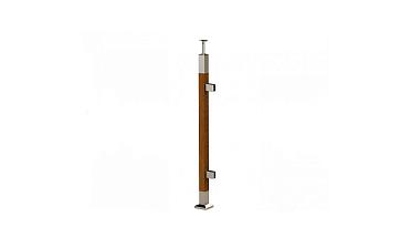 Готовая стойка 40х40х950 мм, деревянная, со вставками из нержавеющей стали 2х100 мм с 2 зажимными стеклодержателями k740-4-R купить в Санкт-Петербурге Готовая стойка 40х40х950 мм, деревянная, со вставками из нержавеющей стали 2х100 мм с 2 зажимными стеклодержателями k740-4-R купить в Санкт-Петербурге