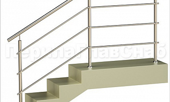 Три ригеля на держателях, круглый поручень и круглые стойки для крыльца в Санкт-Петербурге. Готовые проекты ПерилаГлавСнаб Три ригеля на держателях, круглый поручень и круглые стойки для крыльца в Санкт-Петербурге. Готовые проекты ПерилаГлавСнаб