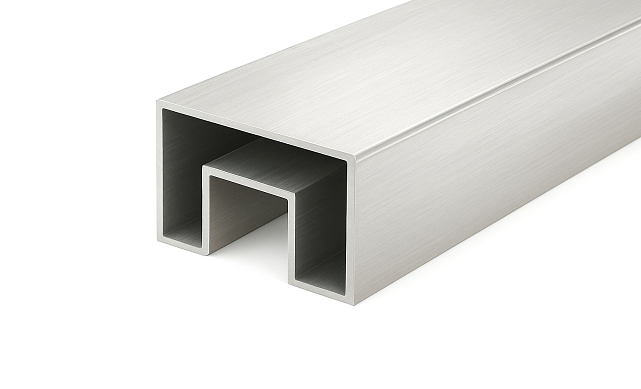 Труба 40х60 мм, с пазом 24х24 мм, шлифованная (AISI 304) k824-2 Труба 40х60 мм, с пазом 24х24 мм, шлифованная (AISI 304) k824-2