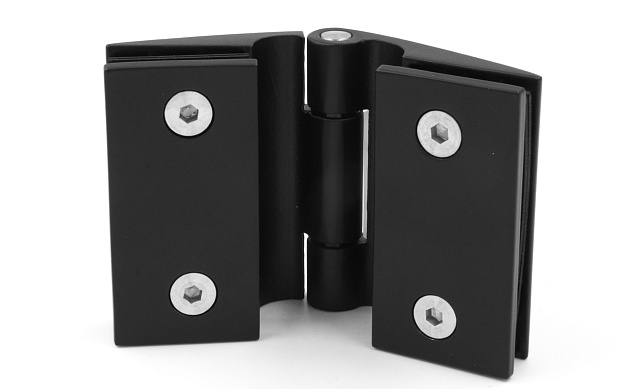 Петля для душевой кабины стекло-стекло 180°, без реза, нержавеющая сталь AISI 304, черная t313 BL 2 Петля для душевой кабины стекло-стекло 180°, без реза, нержавеющая сталь AISI 304, черная t313 BL 2