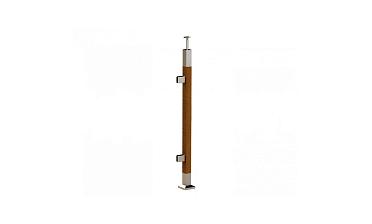 Готовая стойка 40х40х950 мм, деревянная, со вставками из нержавеющей стали 2х100 мм с 2 зажимными стеклодержателями k740-4-L купить в Санкт-Петербурге Готовая стойка 40х40х950 мм, деревянная, со вставками из нержавеющей стали 2х100 мм с 2 зажимными стеклодержателями k740-4-L купить в Санкт-Петербурге