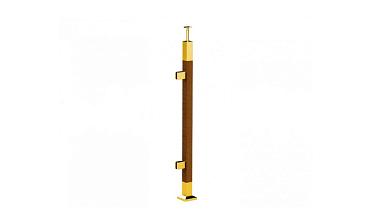 Готовая стойка 40х40х950 мм, деревянная, со вставками из нержавеющей стали 2х100 мм с 2 зажимными стеклодержателями, под золото k740-4-L-G купить в Санкт-Петербурге Готовая стойка 40х40х950 мм, деревянная, со вставками из нержавеющей стали 2х100 мм с 2 зажимными стеклодержателями, под золото k740-4-L-G купить в Санкт-Петербурге
