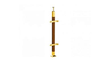 Готовая стойка 40х40х950 мм, деревянная, со вставками из нержавеющей стали 2х100 мм с 2 пластинчатыми стеклодержателями, под золото k740-2-G купить в Санкт-Петербурге Готовая стойка 40х40х950 мм, деревянная, со вставками из нержавеющей стали 2х100 мм с 2 пластинчатыми стеклодержателями, под золото k740-2-G купить в Санкт-Петербурге