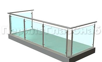 Ограждение из нержавеющей стали со стеклами для балкона в Санкт-Петербурге. Готовые проекты ПерилаГлавСнаб