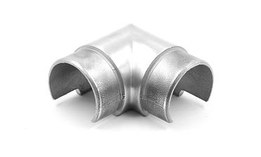 Отвод поручня с пазом Ø48.3мм, 90°, с двумя установочными кольцами, шлифованный 320Grit, (aisi 304) Фk237-2 купить в Санкт-Петербурге