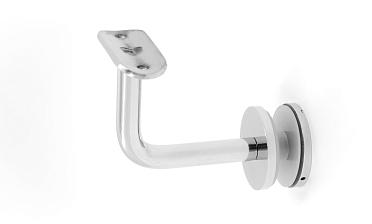 Держатель поручня Ø50.8 мм, на стекло 10-17 мм, Ø43х5 мм, вынос 60х70, нержавеющая сталь, полированная (AISI 304) k008-3 купить в Санкт-Петербурге