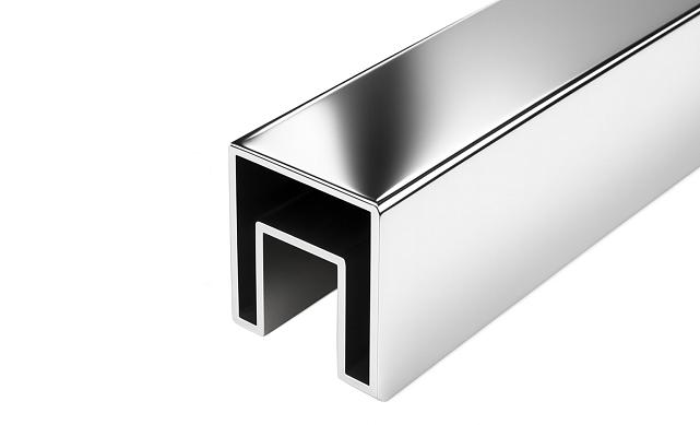 Труба 40х40 мм, с пазом 24х24, полированная 600Grit, AISI 304 k856