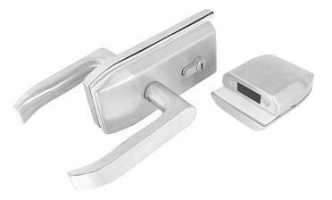 Замок с нажимной ручкой и притвором, евроцилиндр односторонний ключ/защелка, с ответной частью на стекло, шлифованный t155-3 SSS  купить в Санкт-Петербурге