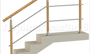 Два ригеля на держателях, пластиковый поручень и квадратные деревянные стойки в Санкт-Петербурге. Готовые проекты ПерилаГлавСнаб