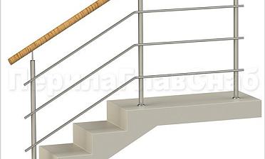 Три ригеля на сварке, круглый пластиковый поручень и круглые стойки купить в Санкт-Петербурге