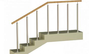 Ограждения со стойками в каждую ступень с квадратным деревянным поручнем без ригелей в Санкт-Петербурге. Готовые проекты ПерилаГлавСнаб