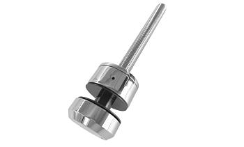 Комплект торцевого крепления несущего стекла, шпилька М16 AISI304, гайка-шайба Ø50х10мм, с регулировкой вылета 25-39мм, полированный, AISI 304 k277-11 в Санкт-Петербурге. Готовые проекты ПерилаГлавСнаб