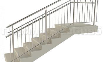 Нержавеющие ограждения с вертикальным заполнением 'частокол' - вариант №4 в Санкт-Петербурге. Готовые проекты ПерилаГлавСнаб