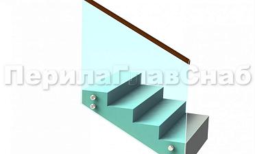 Ограждение с деревянным поручнем на точечном креплении на лестнице купить в Санкт-Петербурге