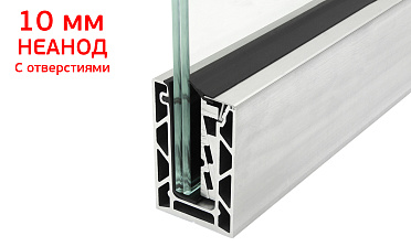 Комплект профиля зажимного для стекла 10мм и 5+5 , с отверстием, НЕАНОД. алюминий 100х60мм, т100-2-10 купить в Санкт-Петербурге