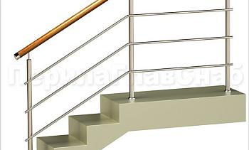 Три ригеля на сварке, круглый деревянный поручень и круглые стойки в Санкт-Петербурге. Готовые проекты ПерилаГлавСнаб