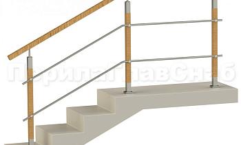 Два ригеля на держателях, квадратный деревянный поручень и квадратные деревянные стойки в Санкт-Петербурге. Готовые проекты ПерилаГлавСнаб