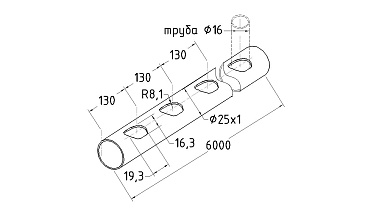 Труба AISI 201 25х1х6000, с перфорацией под  Ø16, 30°, GRIT 600 831-5 купить в Санкт-Петербурге Труба AISI 201 25х1х6000, с перфорацией под  Ø16, 30°, GRIT 600 831-5 купить в Санкт-Петербурге