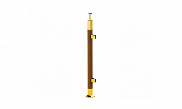 Готовая стойка 40х40х950 мм, деревянная, со вставками из нержавеющей стали 2х100 мм с 2 зажимными стеклодержателями, под золото k740-4-R-G купить в Санкт-Петербурге Готовая стойка 40х40х950 мм, деревянная, со вставками из нержавеющей стали 2х100 мм с 2 зажимными стеклодержателями, под золото k740-4-R-G купить в Санкт-Петербурге